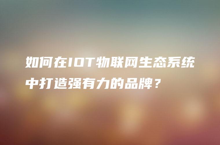 如何在IOT物联网生态系统中打造强有力的品牌？