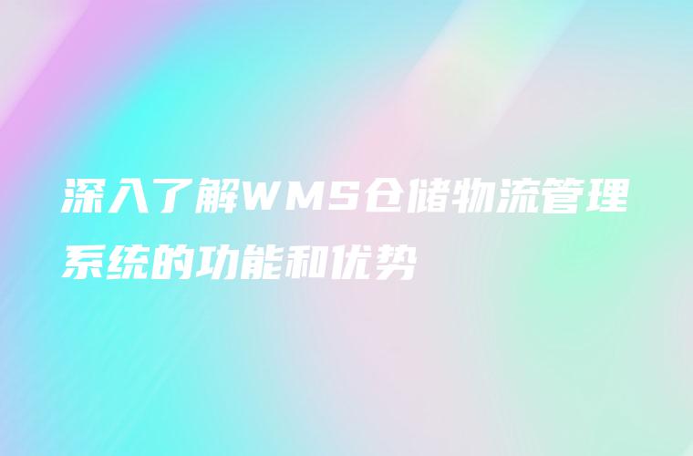 深入了解WMS仓储物流管理系统的功能和优势