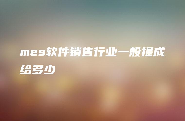 mes软件销售行业一般提成给多少 mes软件销售行业一般提成给多少