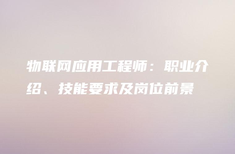 物联网应用工程师：职业介绍、技能要求及岗位前景