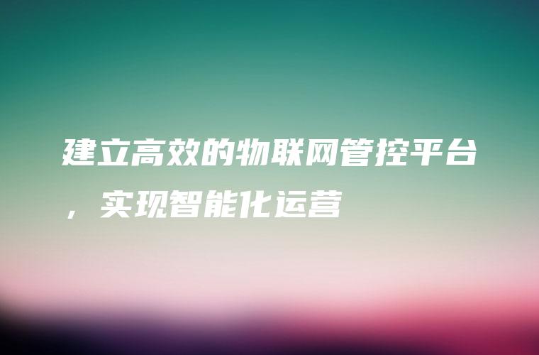 建立高效的物联网管控平台，实现智能化运营
