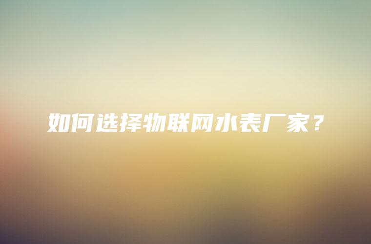 如何选择物联网水表厂家？