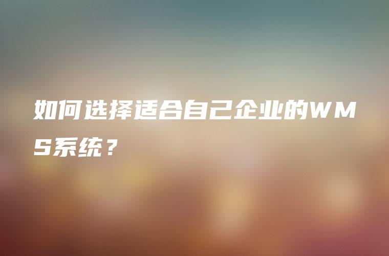如何选择适合自己企业的WMS系统？