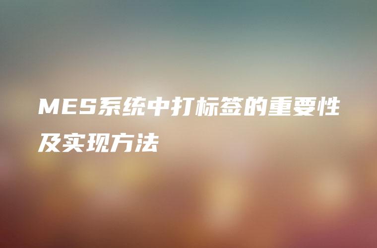 MES系统中打标签的重要性及实现方法 MES系统中打标签的重要性及实现方法