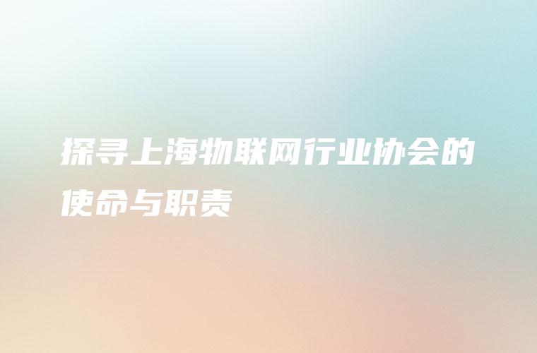 探寻上海物联网行业协会的使命与职责