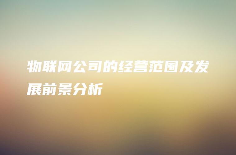 物联网公司的经营范围及发展前景分析