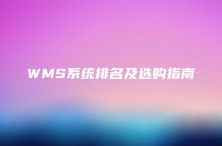 WMS系统排名及选购指南