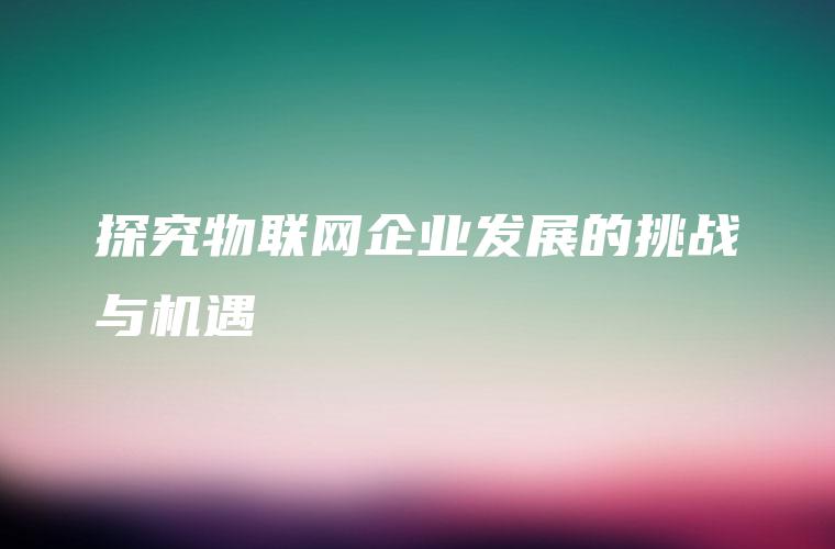 探究物联网企业发展的挑战与机遇