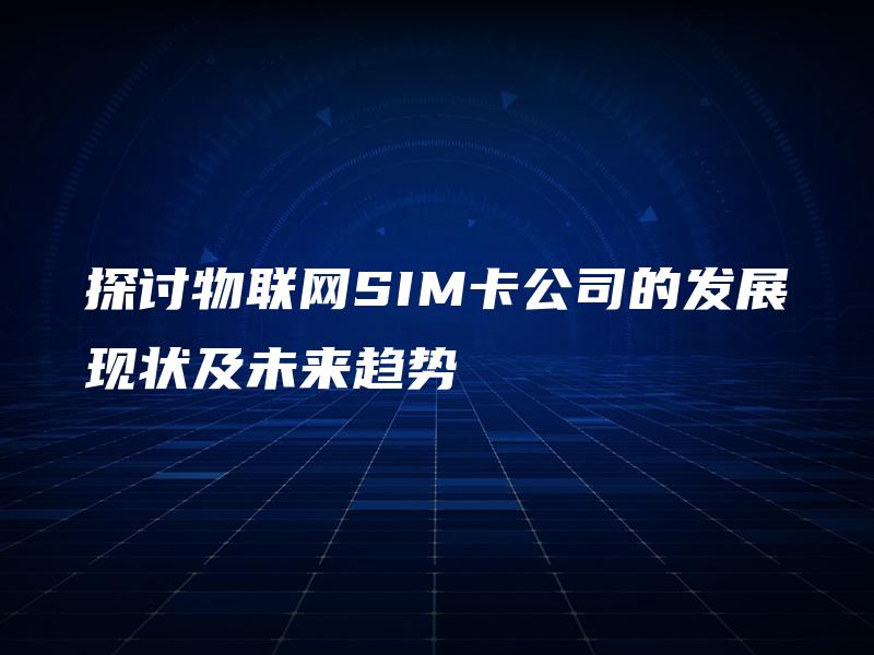 探讨物联网SIM卡公司的发展现状及未来趋势