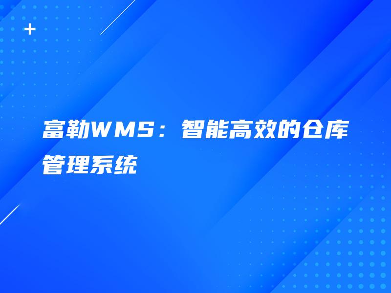 富勒WMS:智能高效的仓库管理系统 富勒WMS:智能高效的仓库管理系统