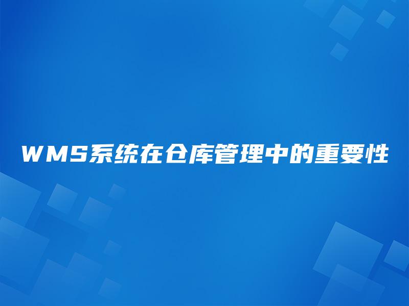 WMS系统在仓库管理中的重要性 WMS系统在仓库管理中的重要性