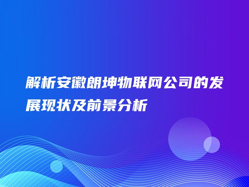 解析安徽朗坤物联网公司的发展现状及前景分析