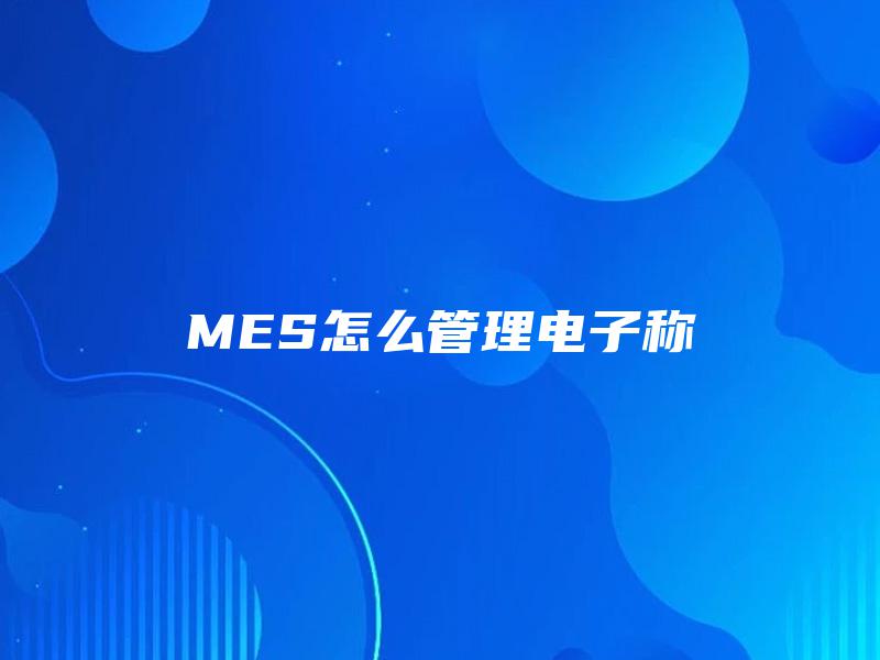 MES怎么管理电子称 MES怎么管理电子称