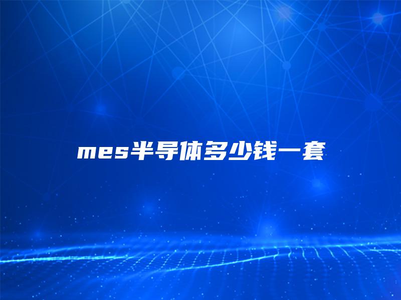 mes半导体多少钱一套