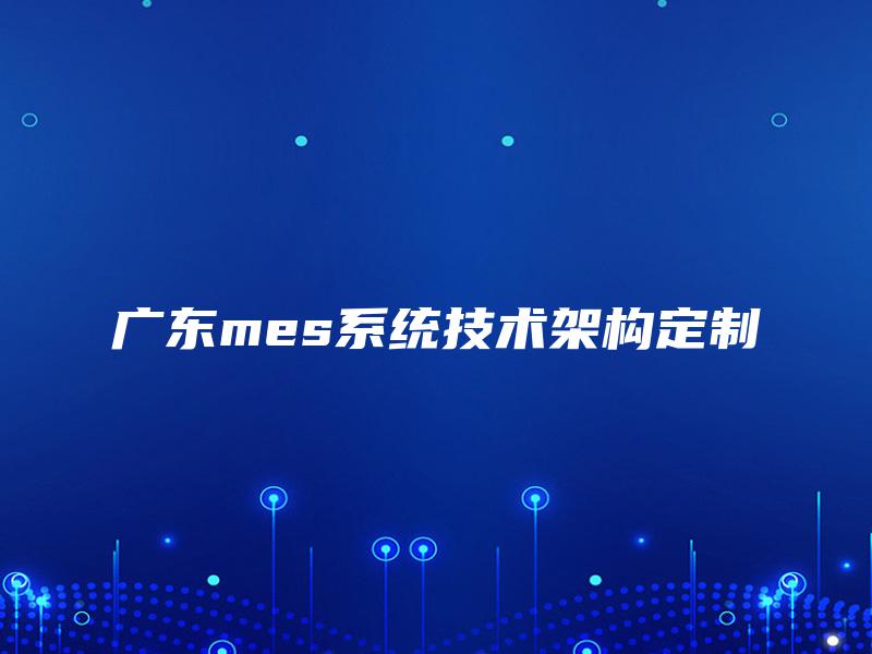 广东mes系统技术架构定制