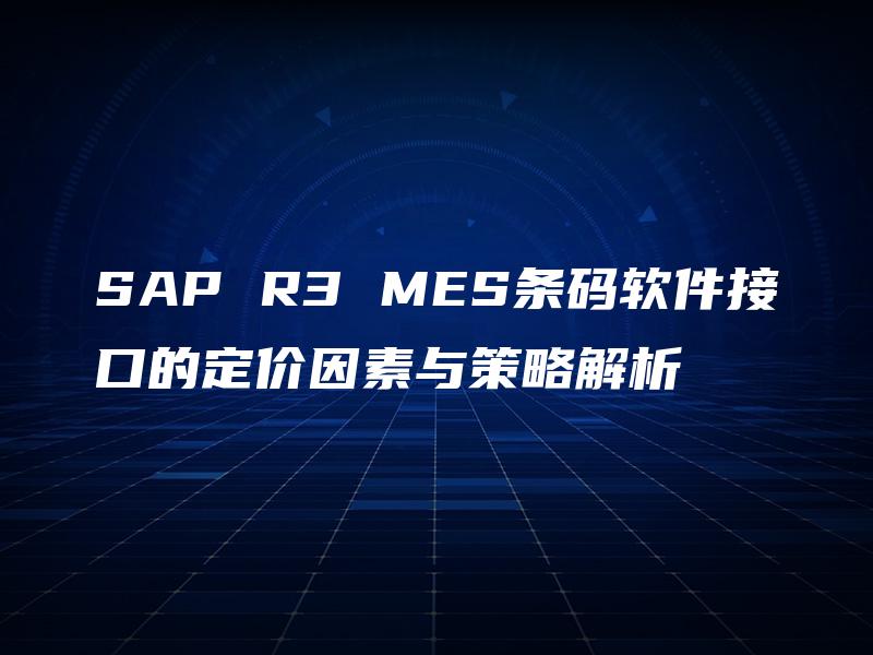 SAP R3 MES条码软件接口的定价因素与策略解析 SAP R3 MES条码软件接口的定价因素与策略解析