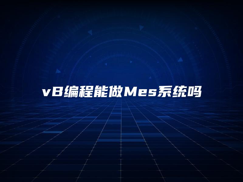 vB编程能做Mes系统吗 vB编程能做Mes系统吗