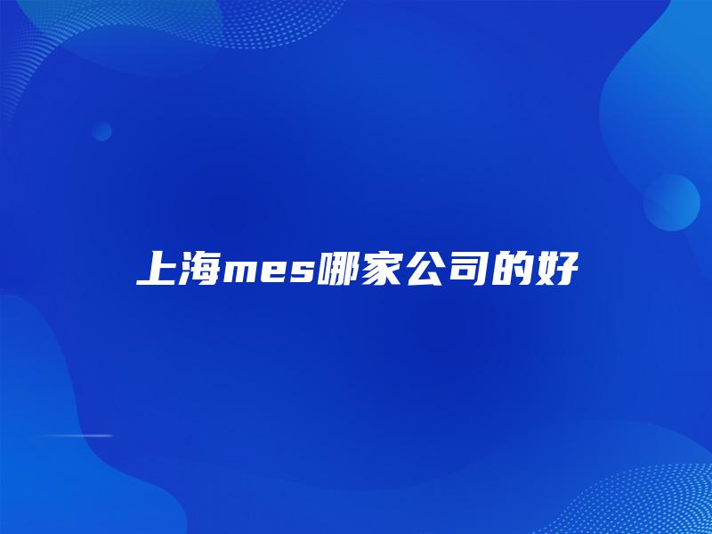 上海mes哪家公司的好 上海mes哪家公司的好