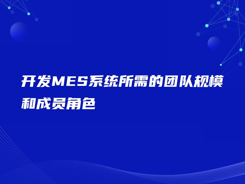 开发MES系统所需的团队规模和成员角色