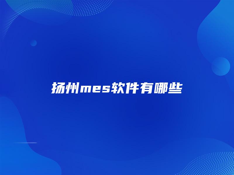 扬州mes软件有哪些