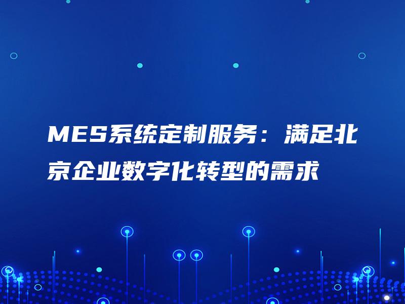 MES系统定制服务：满足北京企业数字化转型的需求
