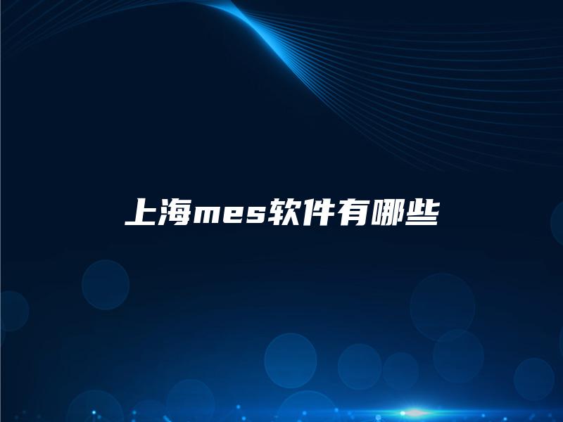 上海mes软件有哪些
