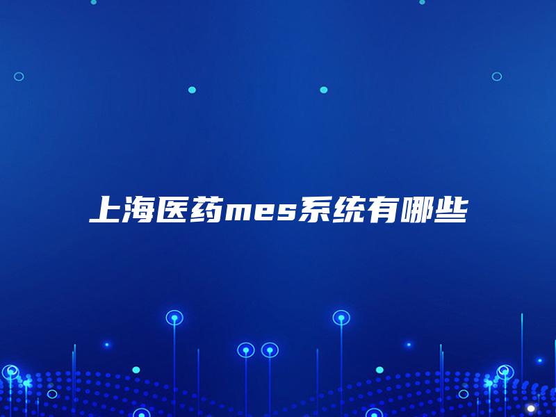 上海医药mes系统有哪些