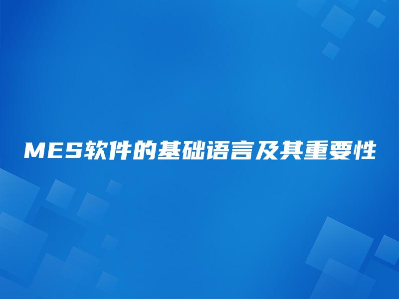 MES软件的基础语言及其重要性 MES软件的基础语言及其重要性