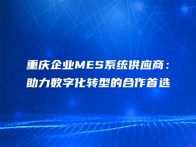 重庆企业MES系统供应商:助力数字化转型的合作首选 重庆企业MES系统供应商:助力数字化转型的合作首选
