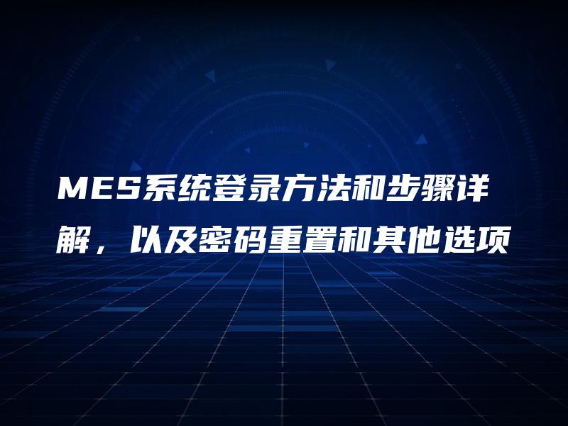 MES系统登录方法和步骤详解，以及密码重置和其他选项