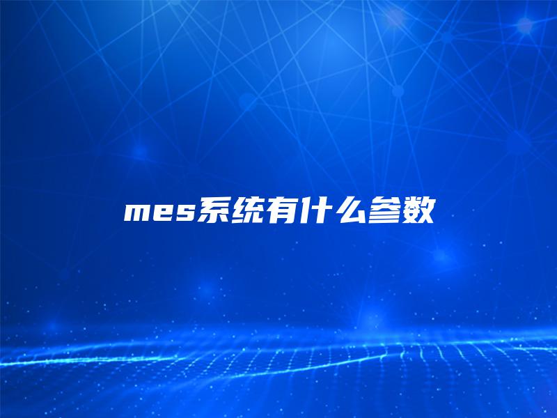 mes系统有什么参数