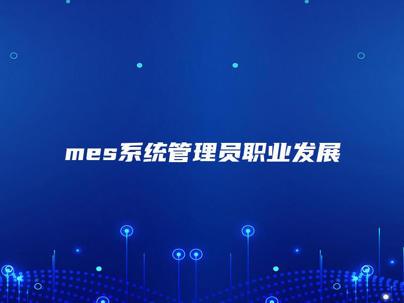 mes系统管理员职业发展
