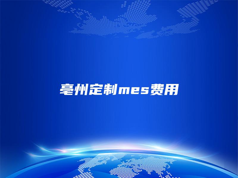 亳州定制mes费用