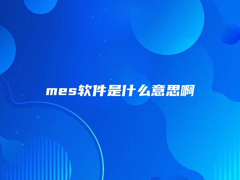 mes软件是什么意思啊