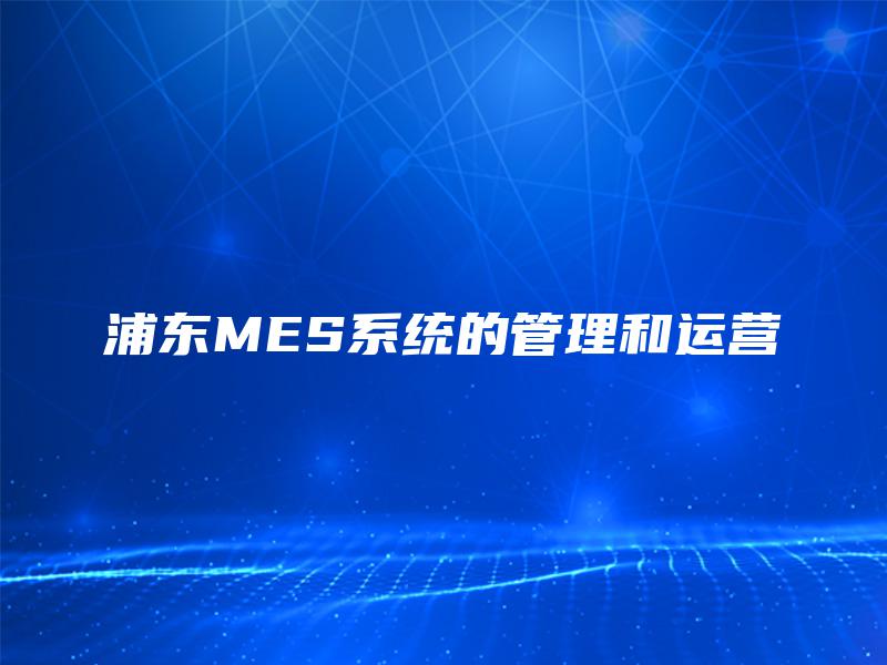 浦东MES系统的管理和运营