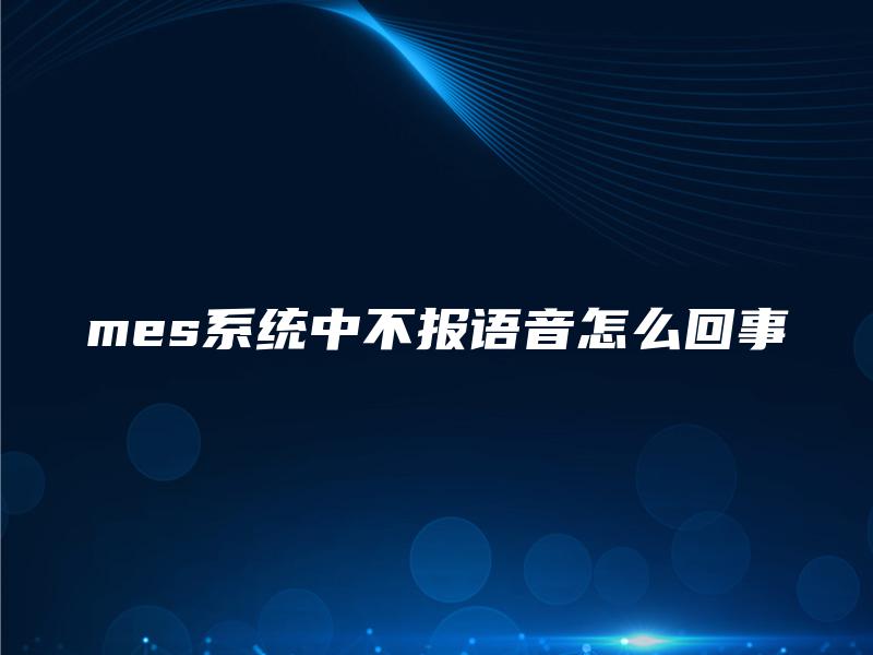 mes系统中不报语音怎么回事