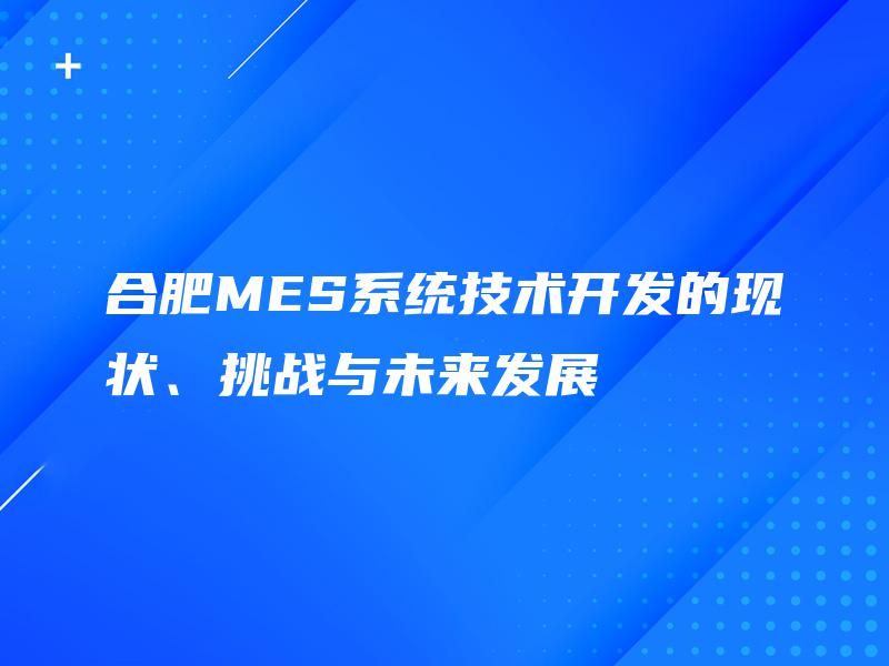 合肥MES系统技术开发的现状、挑战与未来发展