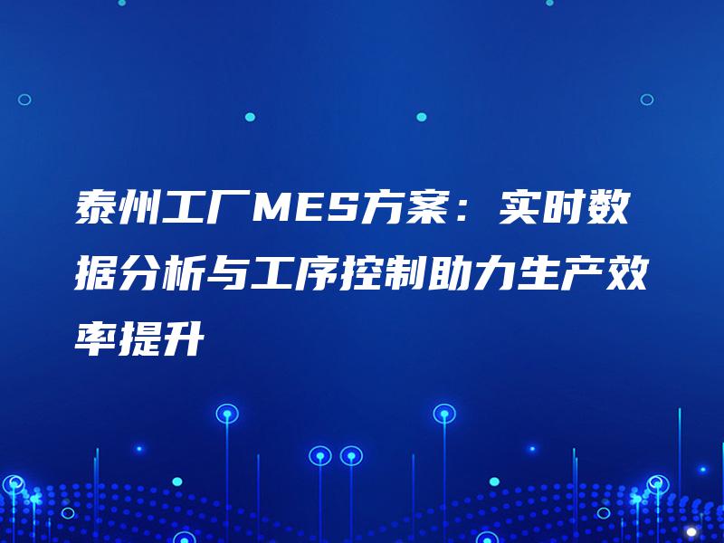 泰州工厂MES方案：实时数据分析与工序控制助力生产效率提升