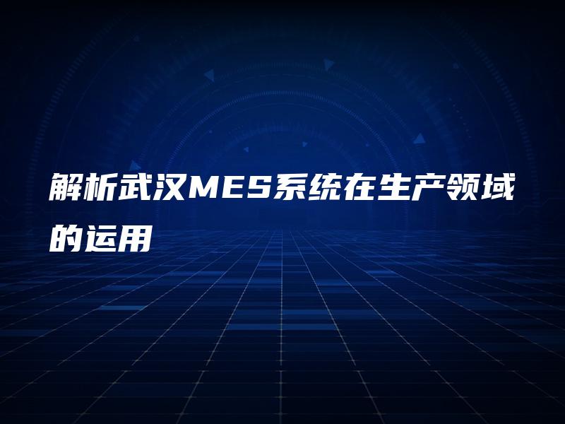 解析武汉MES系统在生产领域的运用