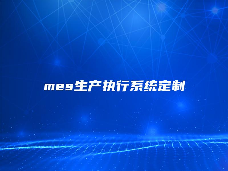 mes生产执行系统定制