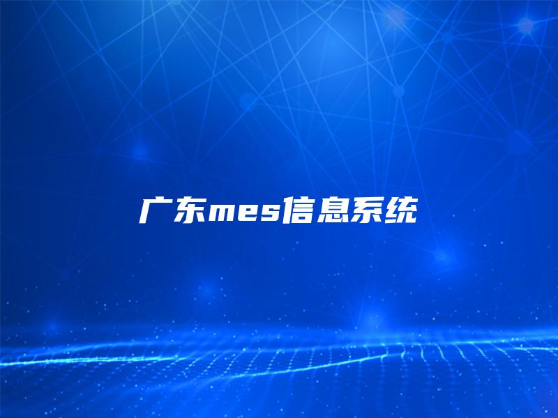 广东mes信息系统