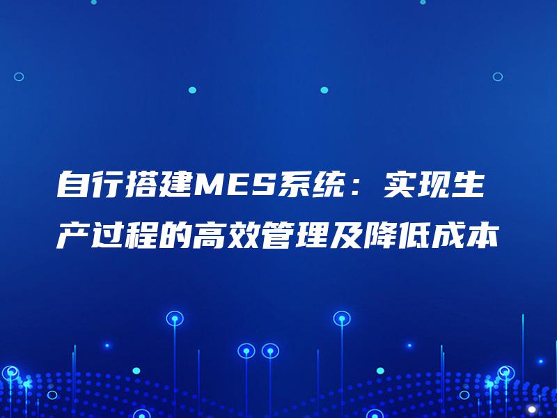 自行搭建MES系统：实现生产过程的高效管理及降低成本