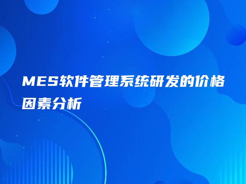 MES软件管理系统研发的价格因素分析