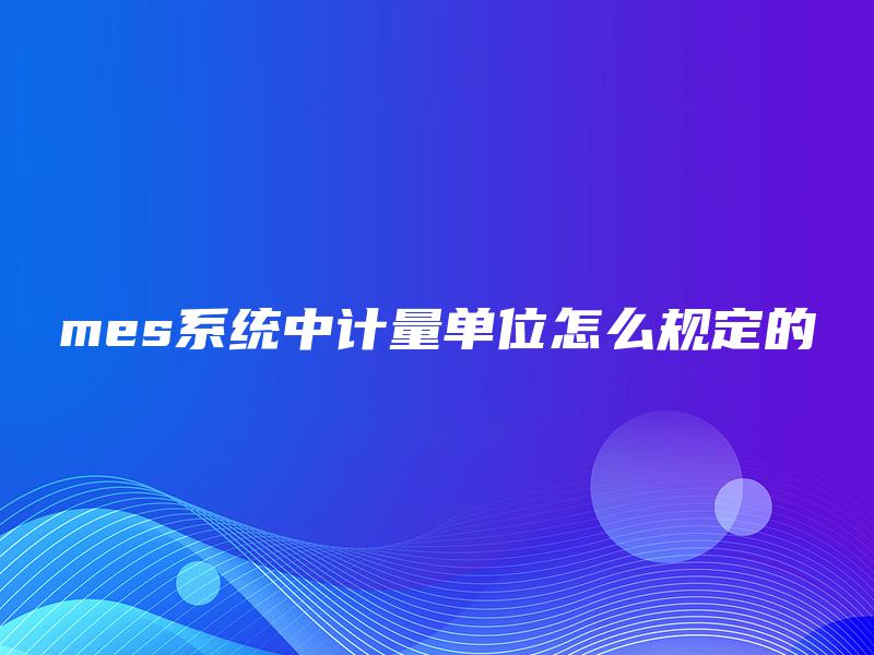 mes系统中计量单位怎么规定的