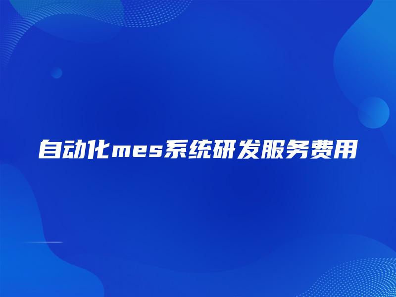 自动化mes系统研发服务费用