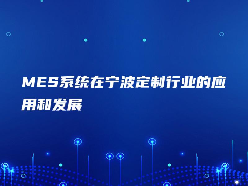 MES系统在宁波定制行业的应用和发展