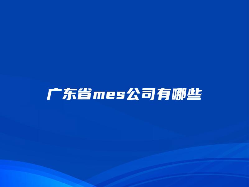 广东省mes公司有哪些
