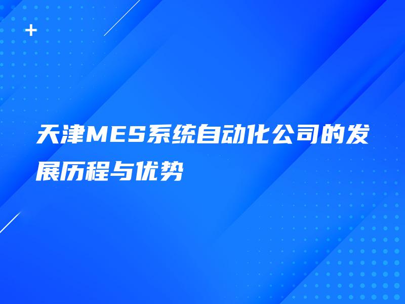 天津MES系统自动化公司的发展历程与优势