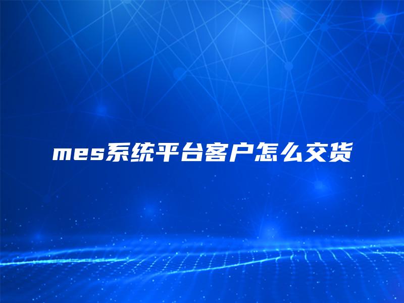 mes系统平台客户怎么交货 mes系统平台客户怎么交货