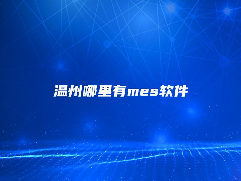 温州哪里有mes软件 温州哪里有mes软件